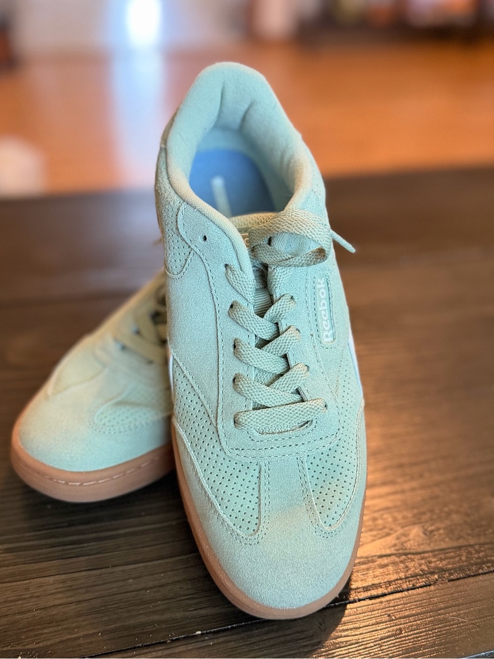 Reebok sage green and gray athletic shoe